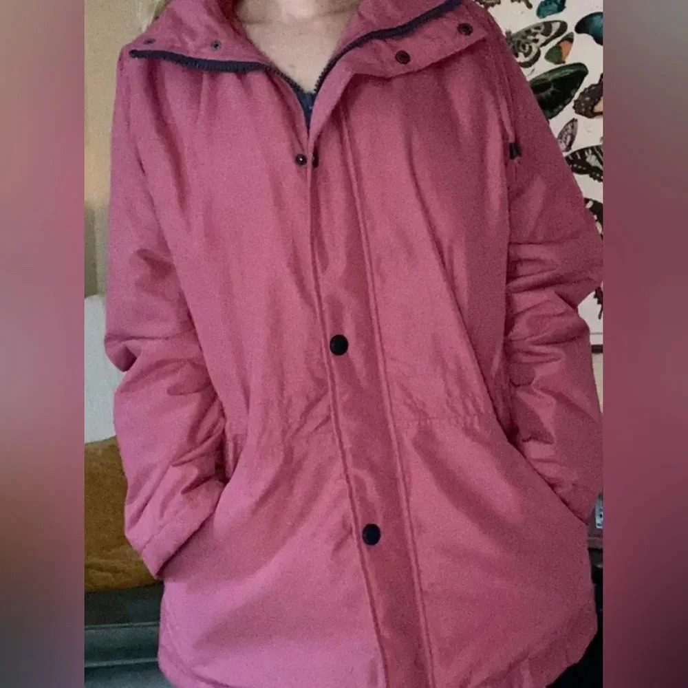 Blair Women's Mauve/Pink Jacket Hood Cinch Waist Pockets Zip/Snap Close EUC Sz M